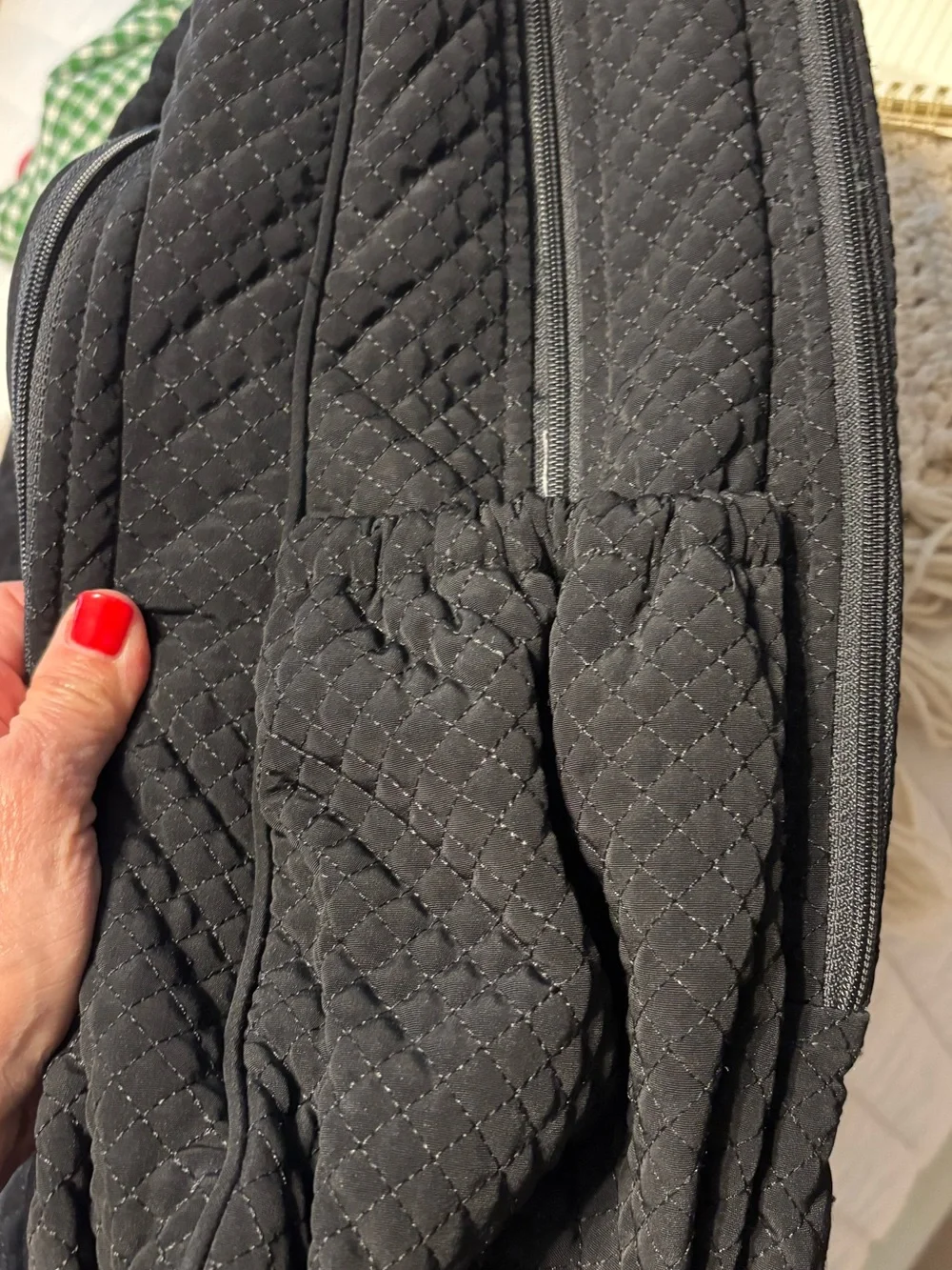 Vera Bradley Womens Iconic Campus Black Quilted Adjustable Strap Zipper Backpack